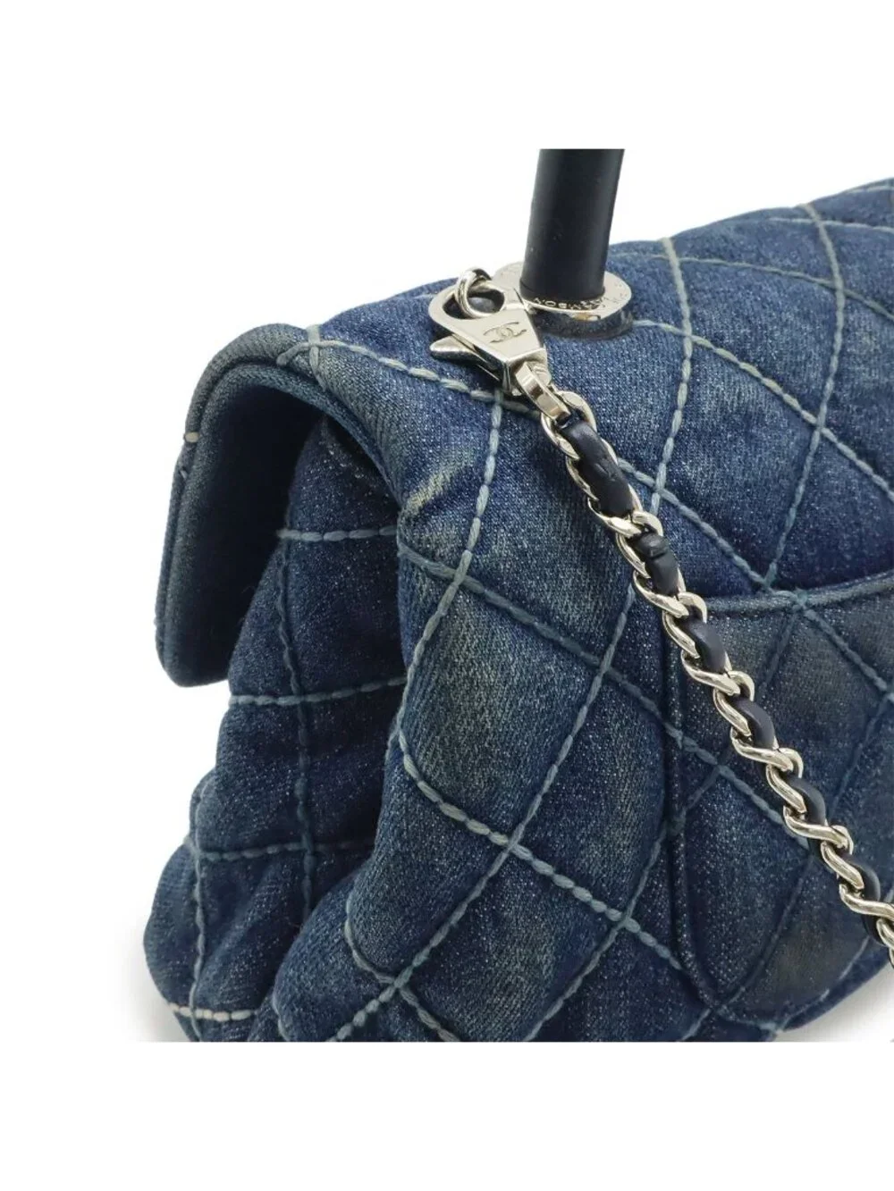 Chanel Wild Stitch Top Handle Flap Bag Coco XS Handbag 2-Way Chain Shoulder